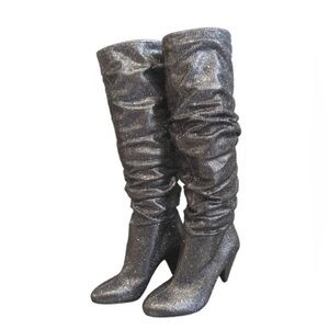 INC Gerii Slouch Silver Knee-High Women's Sparkle Boots 5